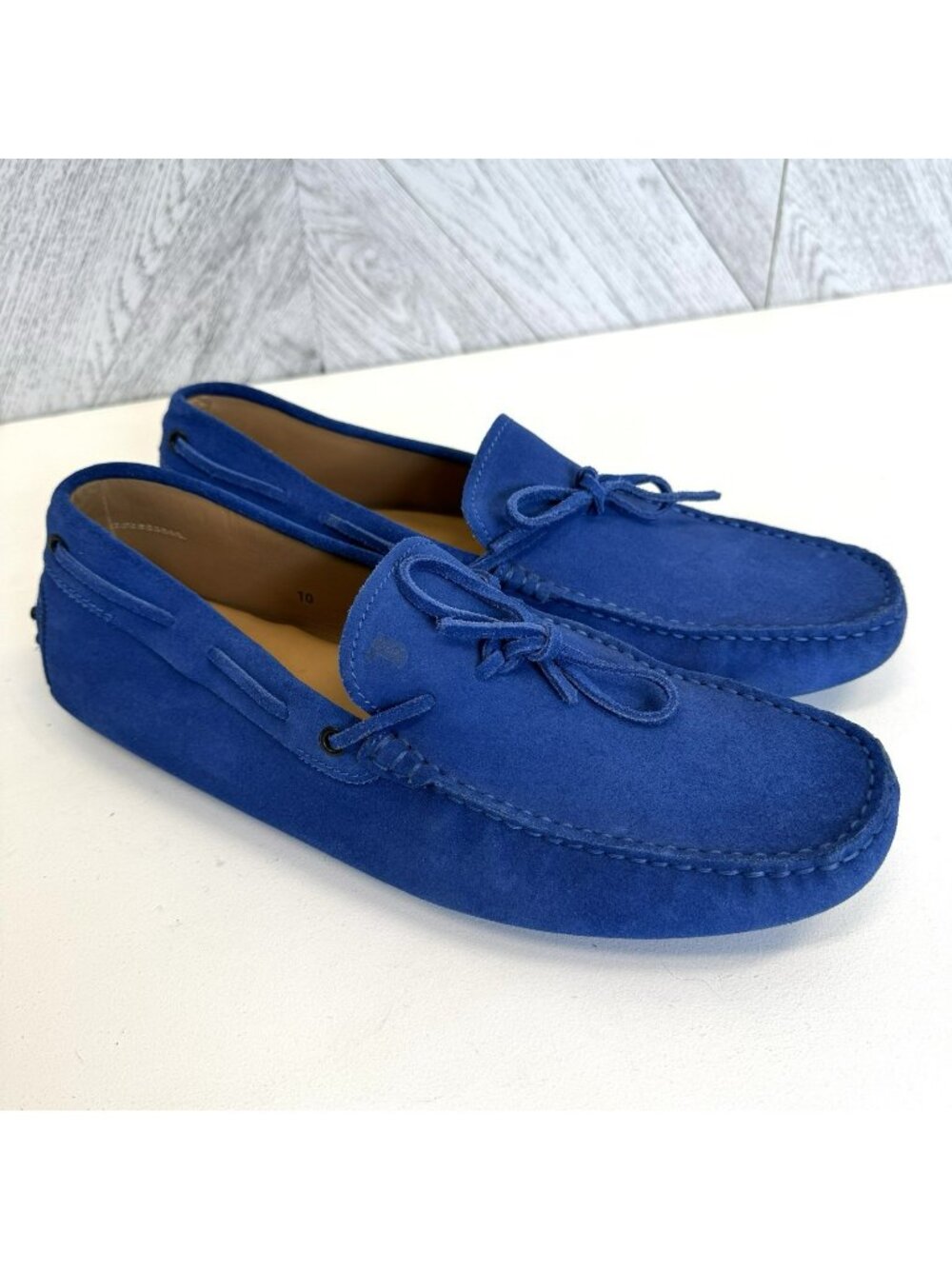 Tod's Gommino Laccetto Driving Loafers Shoes Mens Size 10 Blue Suede Leather